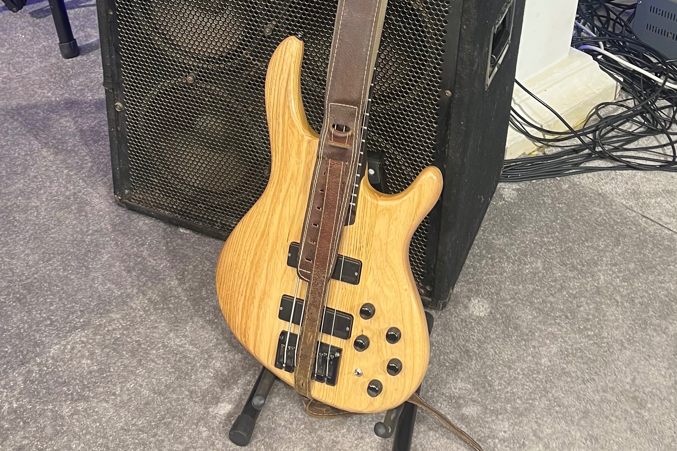Guitars and bass set up in the Rehearsal & Recording Room at Gospel Legacy Studios